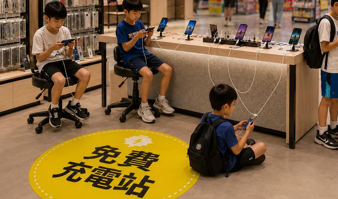 手機在手機匠櫃位使用免費充電服務